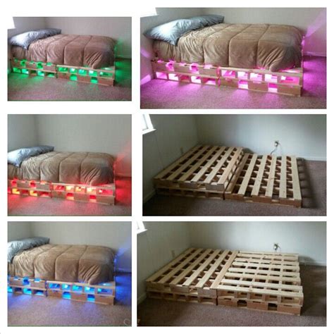 Pin by Connie Delancey on Inspiring Ideas | Diy pallet bed, Pallet bed with lights, Pallet bed