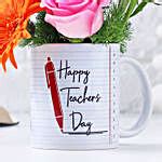Gerbera and Rose Teachers Day Mug qatar | Gift Gerbera and Rose Teachers Day Mug- FNP