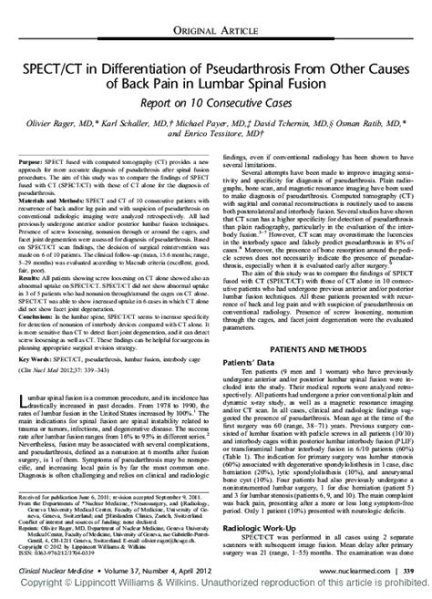 (PDF) SPECT/CT in Differentiation of Pseudarthrosis From Other Causes ...