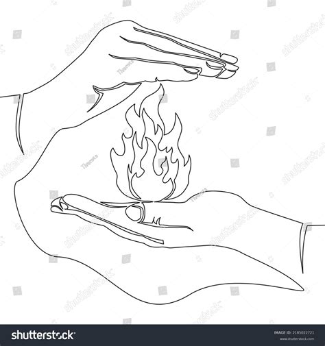 Continuous Line Drawing Fire Hands Lantern Stock Vector (Royalty Free ...