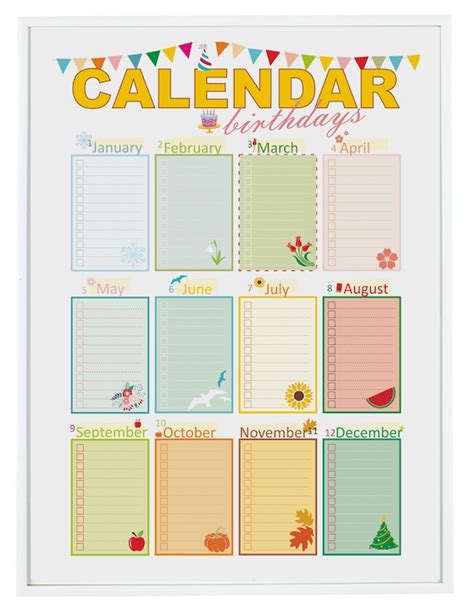 Birthday Calendar Perpetual Calendar Birthday Board Family - Etsy