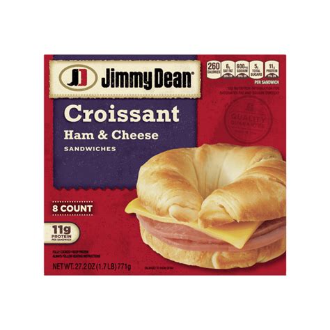 Jimmy Dean® Ham & Cheese Croissant Sandwiches, 8 Count (Frozen) - Walmart.com - Walmart.com