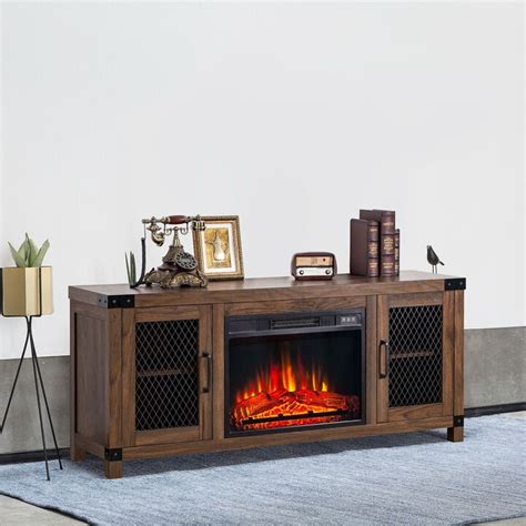 Rustic 58-inch Fireplace TV Stands Console Table with 4-shelves - ShopStyle