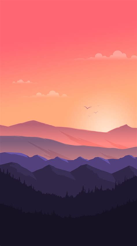 Day, minimal, mountain, mountains, sunset, minimalist, landscape, fog, HD phone wallpaper | Peakpx