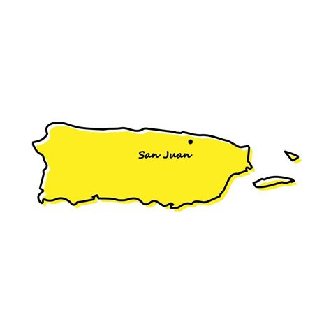 Simple outline map of Puerto Rico with capital location 21829351 Vector ...