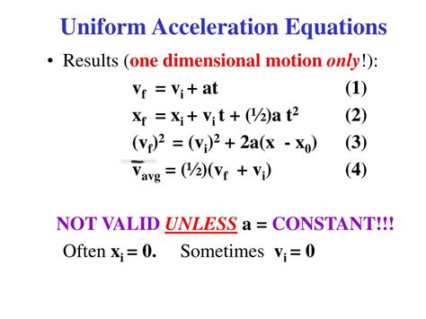 Uniform Acceleration Formula