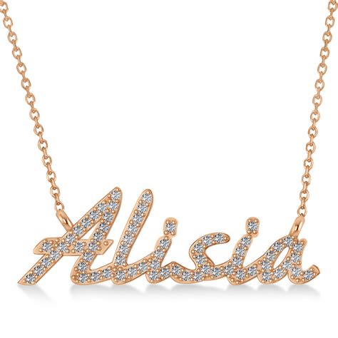 Personalized Diamond Name Pendant Necklace 14k Rose Gold - AZ6195