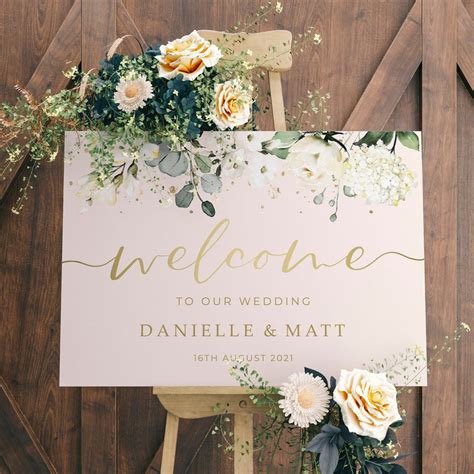 Ivory Floral Wedding Welcome Sign – Sienna Mai