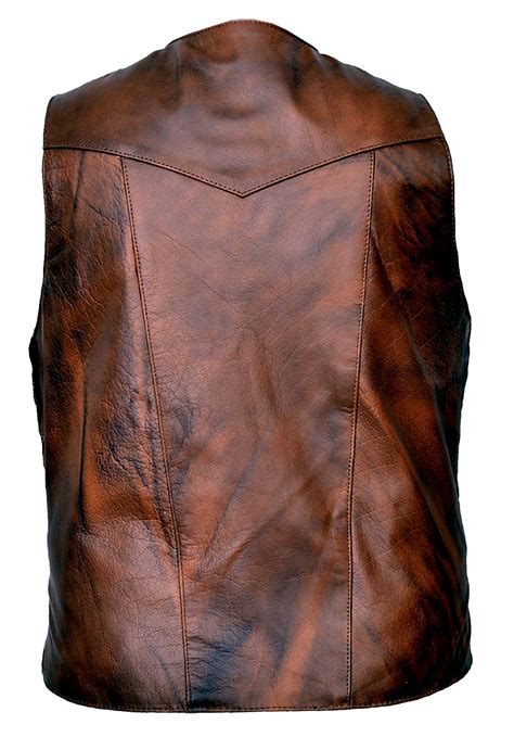 Mens 10 Pocket Retro Brown Concealed Carry Buffalo Hide Leather Vest ...