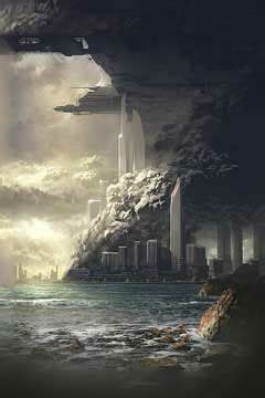 Destroyed city | Beautiful landscape paintings, Game concept art, Futuristic city