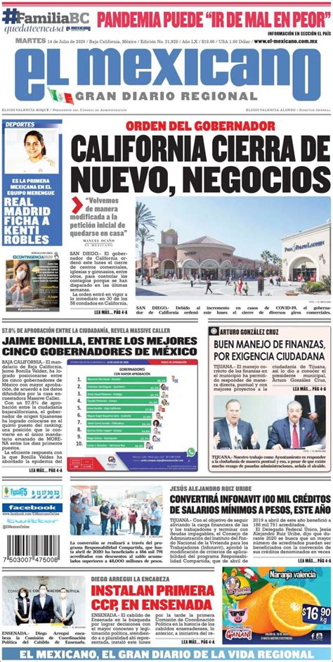 Newspaper El Mexicano - El Gran Diario Regional (Mexico). Newspapers in ...