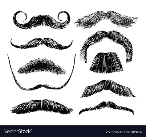 Hand drawn mustache set Royalty Free Vector Image