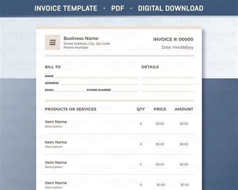 Invoice Template, Invoice Template PDF, Custom Invoice, Editable ...