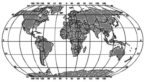 Black And White World Map With Latitude And Longitude