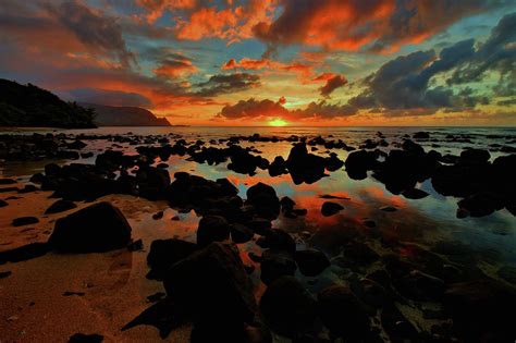 Puu Poa Beach Sunset Photograph by Stephen Vecchiotti