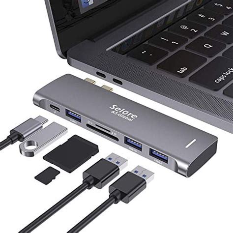 USB C Adapter for MacBook Pro/MacBook Air 2020 2019 2018 13" 15" 16", 6 in 1 USB-C Hub with 3 ...