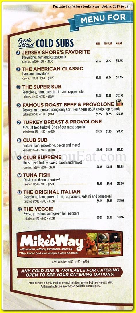 Jersey Mikes Printable Menu With Prices - prntbl ...