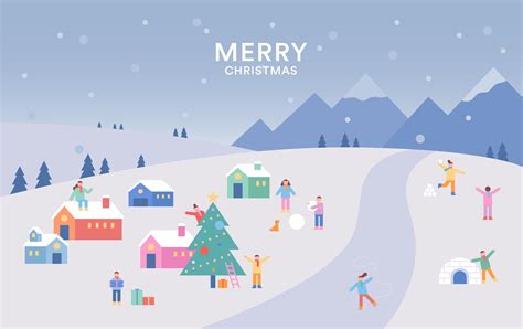 Snowy small village scenery. 1850903 Vector Art at Vecteezy