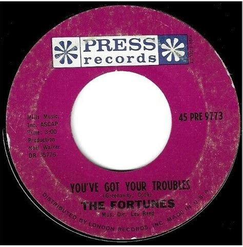 Fortunes, The / You've Got Your Troubles | Press 45-PRE-9773 | Single ...