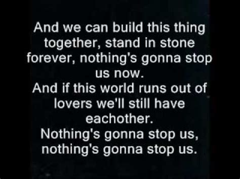 Nothing's Gonna Stop Us Now (Lyrics) By: Starting Line - YouTube