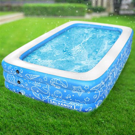 Inflatable Pool, Above Ground Swimming Pool (120" X 72" X 22") Light ...