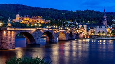 Old Bridge in Heidelberg at dusk wallpaper - backiee