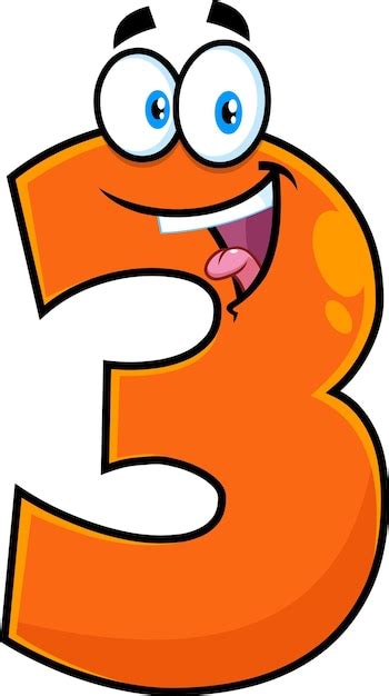 Premium Vector | Funny Orange Number Three 3 Cartoon Character. Vector ...