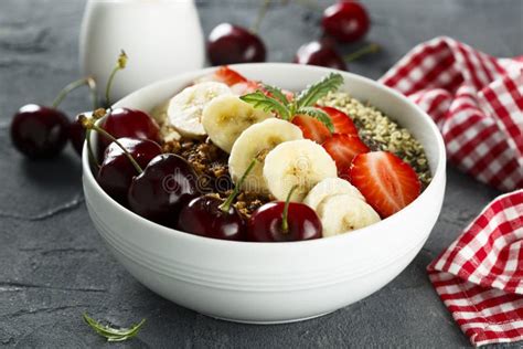 Healthy Fruit Bowl for Breakfast Stock Photo - Image of homemade, diet ...