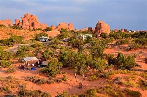 Devils Garden Camping Grounds in Arches National Park Near Moab Stock Image - Image of camping ...