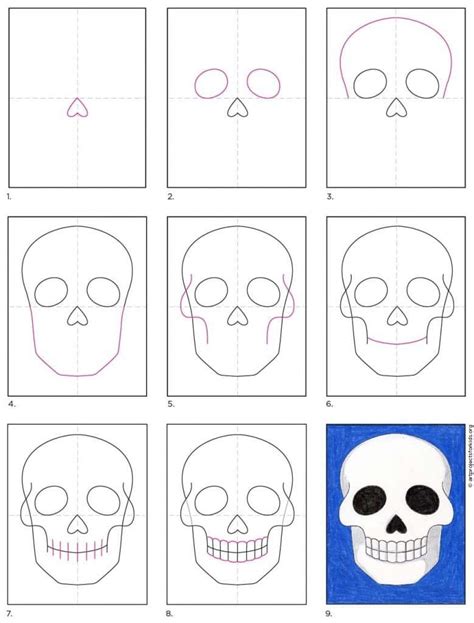 How to Draw a Skull · Art Projects for Kids | Skull art drawing, Skulls drawing, Simple skull ...