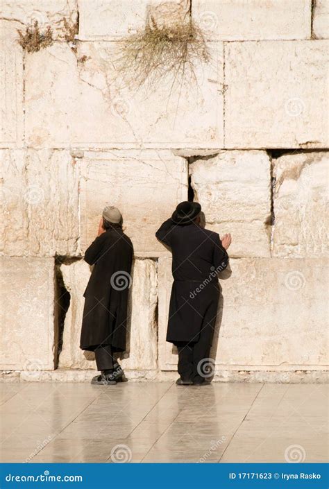 Two Prayers Near Jerusalem Wall Editorial Stock Photo - Image of ...