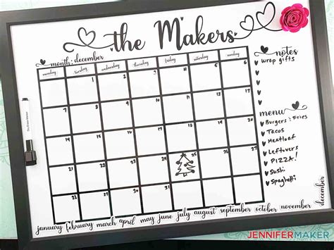 DIY Personalized Whiteboard Calendar with Print & Cut Magnets ...