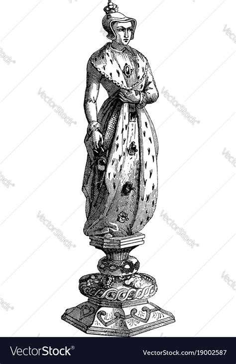 Queen chess piece vintage Royalty Free Vector Image