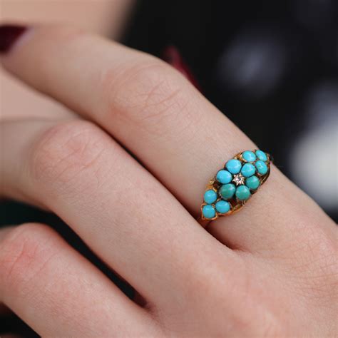 Vintage | Vintage Victorian Paved Turquoise Ring with Diamond Accent at ...