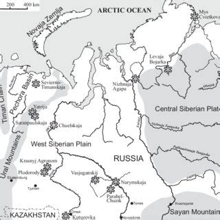 Sketch map of the Western Siberia showing localities mentioned in the ...