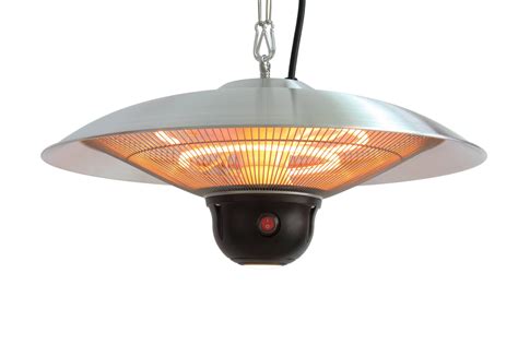 EnerG+ Infrared Electric Hanging Outdoor Heater with LED and Remote, Silver, 1500W Capacity ...