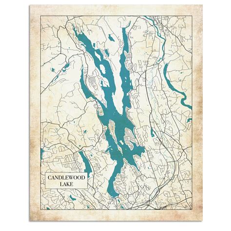 Detailed Map of Candlewood Lake in Connecticut. Printed on | Etsy