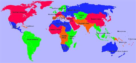 The geographic subregions of the world according to the United Nations (1,357 × 628) : r/MapPorn