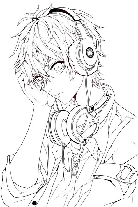 Premium Photo | A drawing of a man with headphones on his head ...