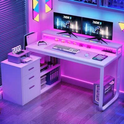 Wade Logan® Vernell 55.1'' L-Shape Computer Desk with Storage and Built ...