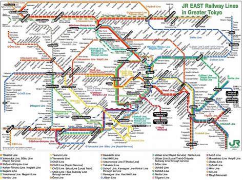 JR rail map Tokyo - JR rail Tokyo map (Kantō - Japan)