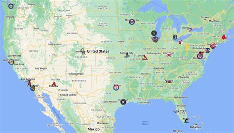 MLB Teams Map with logos | MLB Teams Location - FTS DLS KITS