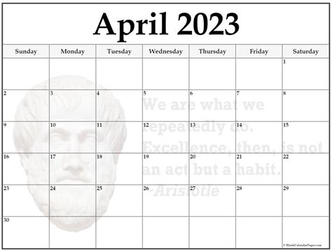 24+ April 2023 quote calendars