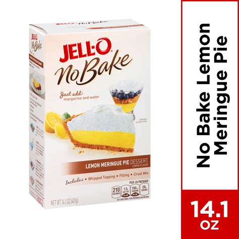 Jell-O No Bake Lemon Meringue Pie Dessert Kit with Whipped Topping, Filling Mix & Crust Mix, 14. ...