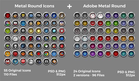 Metal Round Icons + Adobe Metal Round by SamirPA on DeviantArt