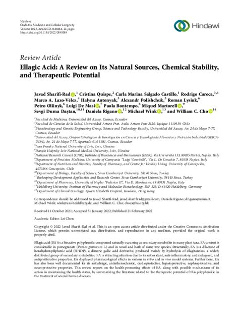 (PDF) Ellagic Acid: A Review on Its Natural Sources, Chemical Stability, and Therapeutic ...