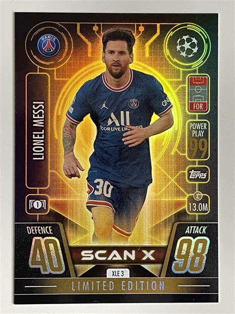 XLE3 Lionel Messi PSG Scan X Limited Edition Topps Match Attax Extra 2021/22 Card - Solve ...