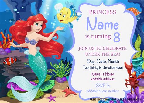 Printable Mermaid Birthday Invitations - Printable Templates