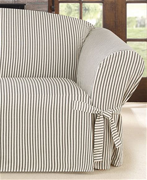 Sure Fit Ticking Stripe Loveseat Slipcover - Slipcovers - For The Home - Macy's