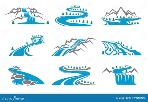 River shape icons stock vector. Illustration of forest - 235818087